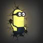Preview: 3D LED Minions - Kevin - Wandlampe - seite leuchtend