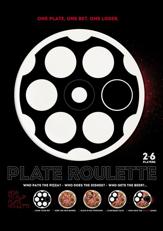 Russisch Roulette Pizza Teller - Revolver Trommel - Ansicht