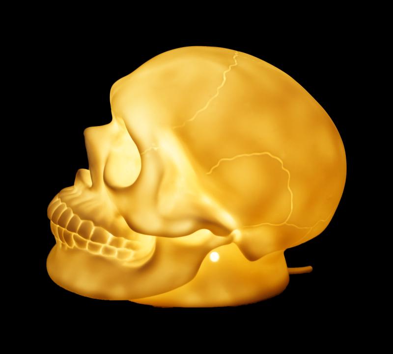 Totenkopf Lampe - leuchtend seite